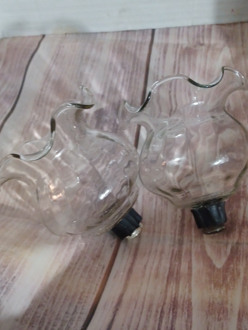 VTG HomCo/ Home Interiors Ruffled Chear Glass Votive Cups Set(2)